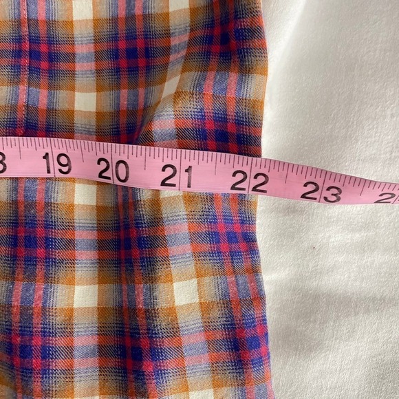 Billy Reid Pink Blue Plaid Standard Cut Long Sleeve Button Up Shirt Size Large - Picture 2 of 5